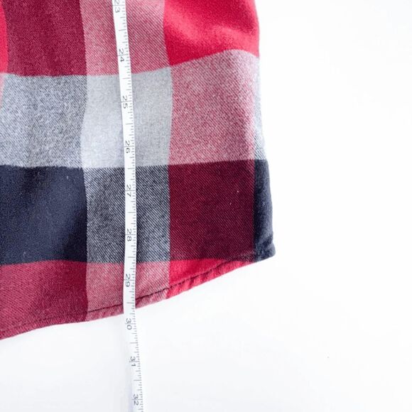 Eddie Bauer Mens Button Down Shirt Relaxed Fit  Plaid Red Black Large Tall - Picture 6 of 8